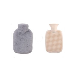 Hot Water Bottle with Cover, 2L Plush Hot Water Bottles, Rubber Bed Bottle, Extremely Soft Plush Cover with Hand Warmer, Cold Protection for Children, Women, Adults