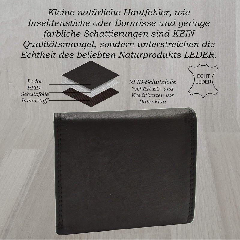 flevado Slim Lightweight Handy Black Men's Genuine Leather Wallet with