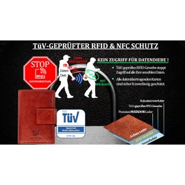 MATADOR Women's Genuine Leather Wallet, Purse, TÜV-Approved RFID Travel Organiser, Flowers, Vintage, Brown, brown, Vintage