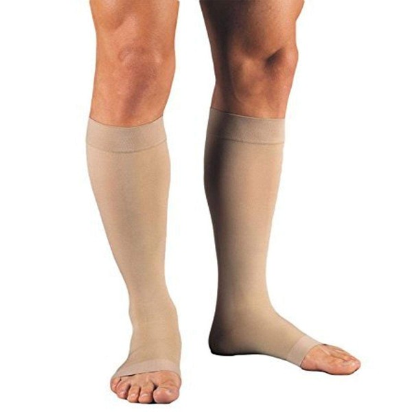 Jobst Relief, Medical Legwear, Open Toe, Firm Compressions Knee High Socks, Medium, Beige, 1 Pair