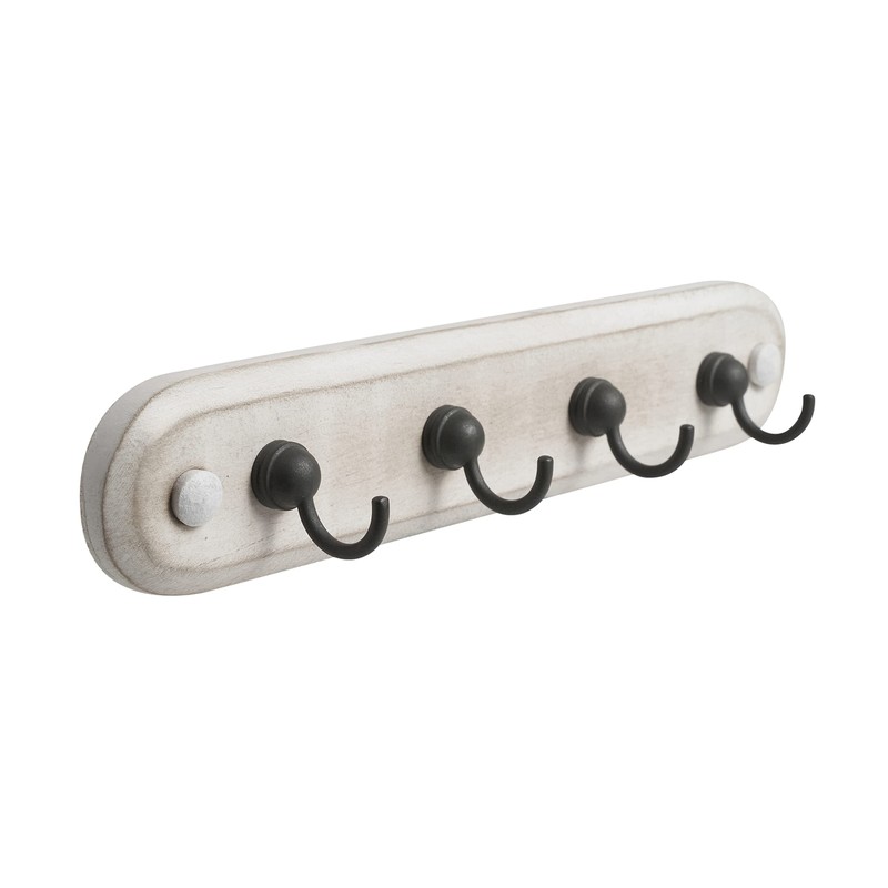 Spectrum Four Hook Rack Modern Entryway Organizer & Wall Décor,