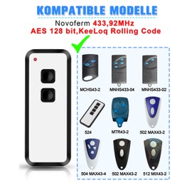 Selridasia 433Mhz Garage Door Opener Remote Control Replacement for Novotron 522, Compatible with Handheld Transmitter NOVOFERM 502 512 MHS43-2 KeeLoq Rolling Code, Pack of 2