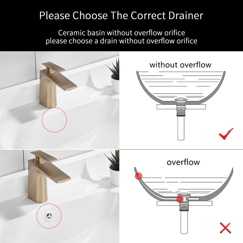 WOMAO Retro Sink Drain Fitting, Antique Brass Pop-Up Drain Valve