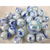 Big Game Toys~25 Glass Marbles Tiger Shark Iridescent White/Purple/Blue Swirl