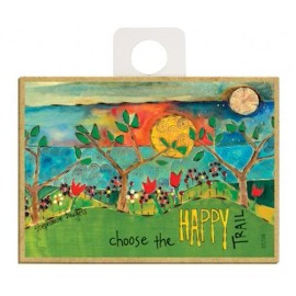 Choose the HAPPY Trail Cute Trees Flowers Wood Fridge Magnet 2.5x3.5 NEW A99