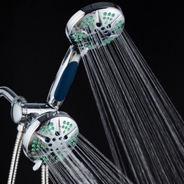 HOTEL SPA – Anti-Clog Shower Heads with Handheld Spray-High Pressure Shower Head - 4.3 Inch Showerhead, 4.3 Inch Handheld Shower Head - 3-in-1, 48-Setting Shower Heads 5 Foot Shower Hose (Chrome)