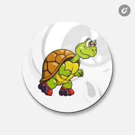 Unbranded Funny Turtle On Roller Skates Animal | 4'' X 4'' Round Decorative Magnet