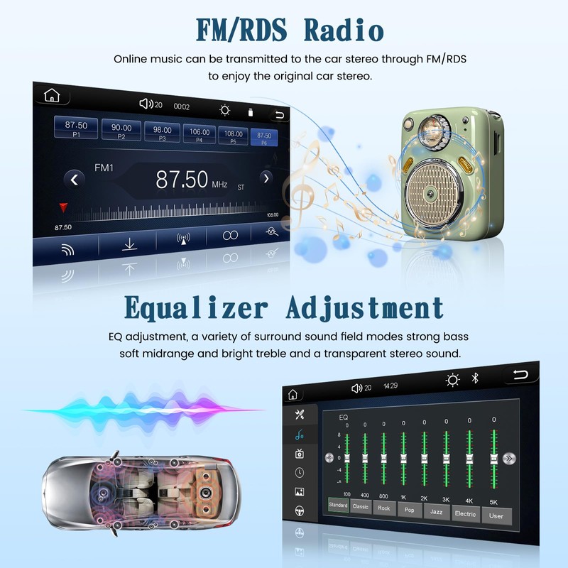 Roinvou [Motorized] Single Din Touchscreen Car Stereo with Wireless Carplay