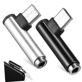 LABRIMP 2Pcs Type C to Audio Adapter Angle Headphone Converter Lightweight Durable Design for Mobile Phones Audio Performance