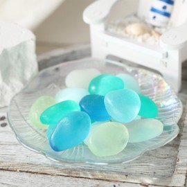 Lineshading 200g Sea Glass Soap Decor Seashell Decorative Soaps for Bathroom Home Decor Beach Wedding Nautical Wedding Party Favors Beach Bridal Shower Favors(Sea Glass)
