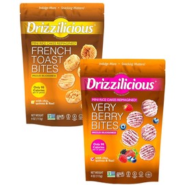 Drizzilicious Mini Rice Cakes Variety Pack, French Toast and Very Berry 2 Pack