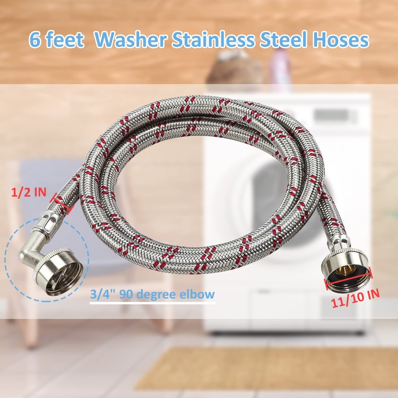 Cenipar Washing Machine Hoses 6 feet Premium Stainless Steel with
