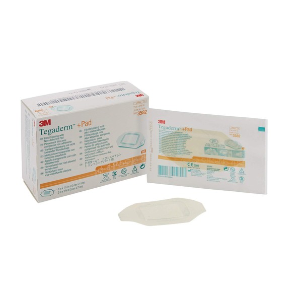 3M™ Tegaderm™ +Pad Film Dressing with Non-Adherent Pad 3582, Dressing Size 2 in x 2 3/4 in, Pad Size 1 in x 1 1/2 in