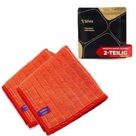 Silva Premium Microfibre Kitchen Towel, Red, Pack of 2, 20 x Absorbency, Ideal for Crockery, Glass & Cutlery, Streak-Free, 40 x 70 cm