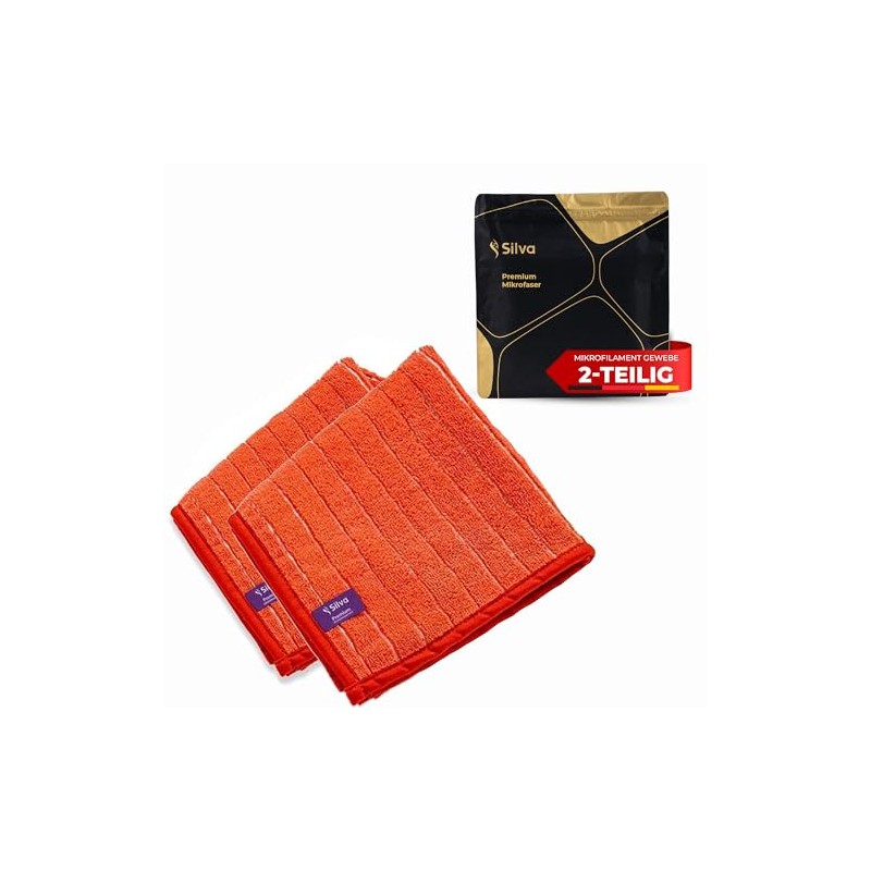 Silva Premium Microfibre Kitchen Towel, Red, Pack of 2, 20