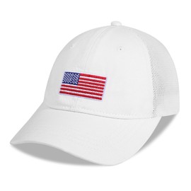 BUTITNOW Girls American Flag Trucker Hat - Adjustable Snapback Baseball Cap for Kids - Breathable Mesh Back (3-14 Years)