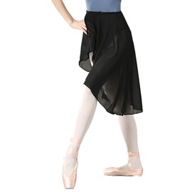 Avrigirl - Falda de ballet de gasa asimétrica para niñas y niñas, hasta la rodilla, Ganchos y ojos negros, M