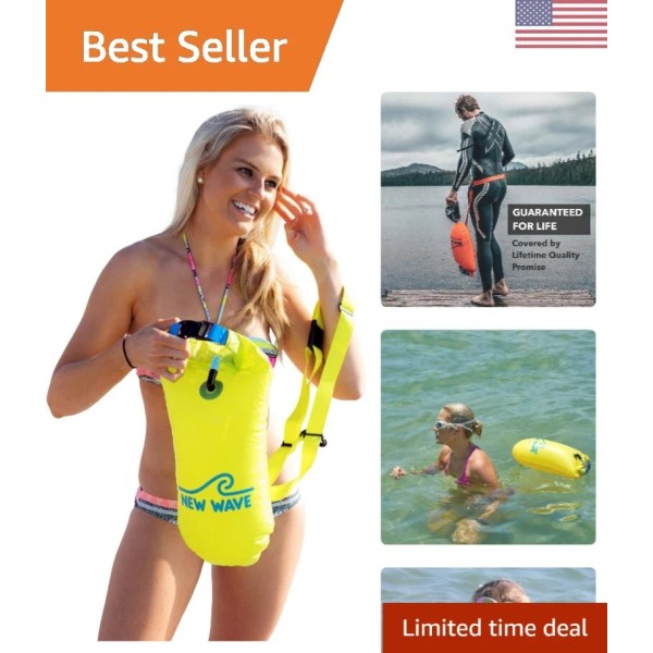 Swim Safety Float and Drybag for Open Water Swimmers, Triathletes,