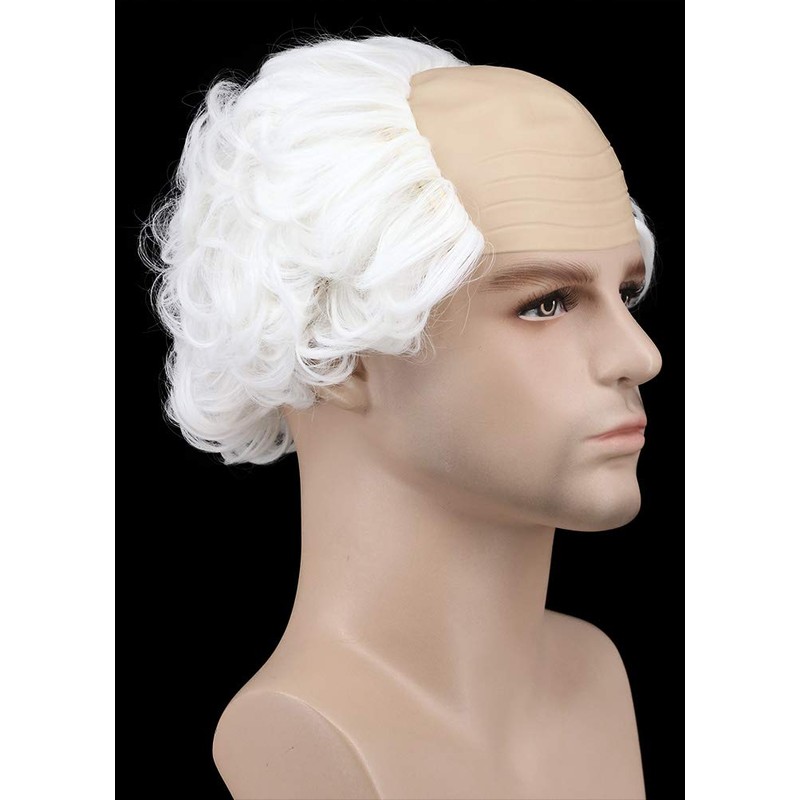 Karlery Short Curly Fits Old Man Bald Cap Mad Scientist