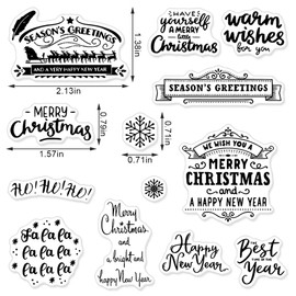 Christmas Words Clear Stamps for Card Making Decoration and Scrapbooking Supplies, Blessing Words Transparent Rubber Stamps with Sentiment for Paper Card Photo Album Crafting Supplies