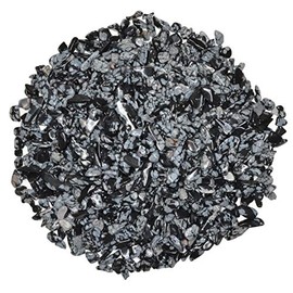 Hypnotic Gems: 1 lb of Polished Snowflake Obsidian Natural Rock Chips with Info Card - Tumbled Stones for Vases, Fountains, Art and Crafts, Jewelry Making, Crystal Healing and More!