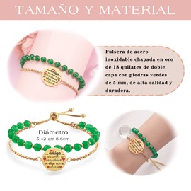 LParkin Doble Cuenta Pulseras Amistad Acero Inoxidable, Pulsera Niña Personalizada Adjustable, Regalos Cumpleaños Original, Oro, Stainless Steel