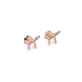 Aeroplane Earrings Made of 925 Sterling Silver with Zirconia - For Travelling Women - Nickel-Free - Model Las Vegas (Silver, Rose Gold), rhodium, Cubic Zirconia