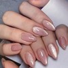 Hkanlre Uñas postizas color almendra, cobertura total, uñas postizas medianas,