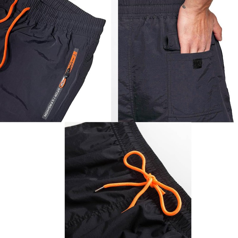 Bulobulo Swimming Trunks with Zip Pocket Men's Quick-Drying, black, M