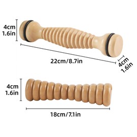 AIMALL Wooden Roller Massage Stick for Legs Abdomen Back Muscle Relief Deep Tissue Manual Massager for Fitness Yoga Meridian Relaxation 8.7x1.6x1.6in 2PCS