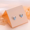 Pet Earrings 925 Sterling Silver Cute Blue Heart CZ Cat