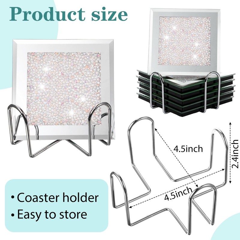 Jetec Crushed Diamond Home Decoration Glass Coaster Set of 6