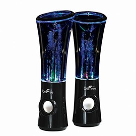 beFree Sound Multimedia Sound Reactive Color Changing LED and Dancing Water Bluetooth Computer Speakers,Black,BFS-Dancing Water