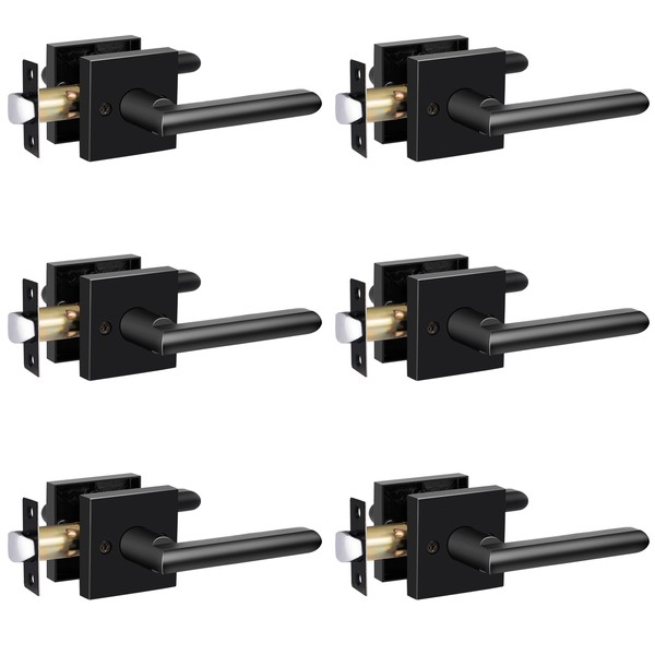 HOSOM 6 Pack Passage Door Lever for Closet Hall Heavy