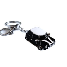 Mini Style Car Keychain Gift Rhinestone detail Cooper Novelty (Black (Silver trim))