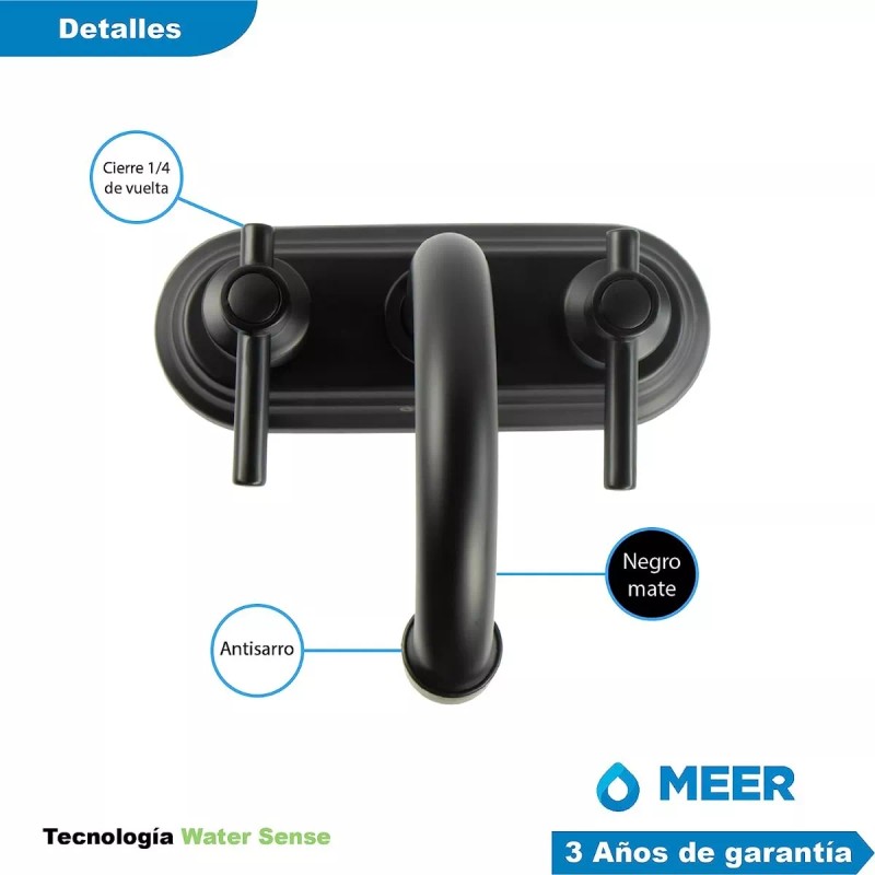 Meer - Kit De Mezcladora Y Accesorios Para Baño Negro