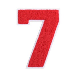 VGROSIA 4-1/2" Red Iron On Number Patches Letterman Jacket Patches Chenille Large Iron On Numbers for Jersey Jacket Hoodie Varsity 7