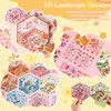 DUOHERESHUI 3D Miniature House Stickers, 8-Piece DIY 3D House Sticker