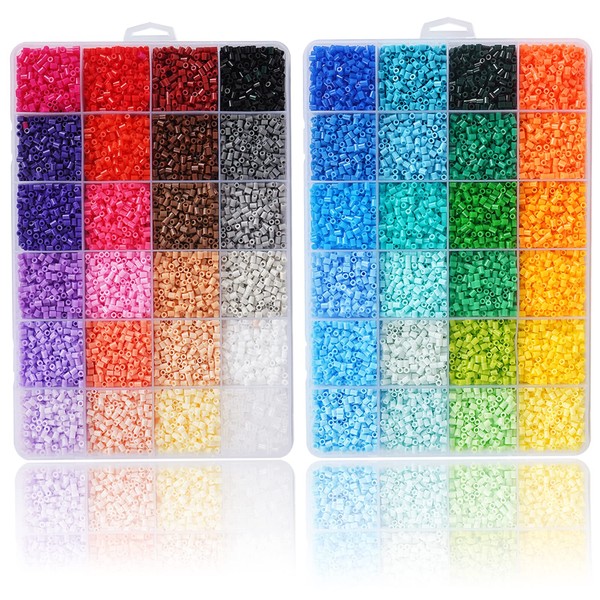 Artkal Mini Fuse Beads 24000 Mini Melting Beads 48 Colors Mini Fusion Beads Compatible Mini Perler Beads Mini Hama Beads, 2.6mm Mini Artkal Beads