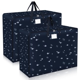 Fentar Pack of 2 Large Storage Bags, 105 L Storage Bag with Zip, 600D Oxford Storage Bag with Handle, Waterproof Moving Bags, Storage Bag for Duvets and Bedding