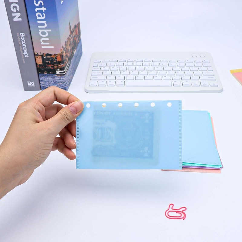 Mogoostry A7 Cash Envelope Binder Pockets 10pcs 5 Color A7