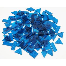 CHICSHIS 200G Large Transparent Glass Mosaic Tiles for Crafts, 4 Shapes Mixed Ocean Blue Cathedral Stained Glass Pieces for DIY Mosaic Art Project