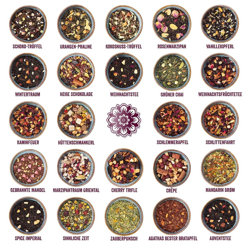 Premium Tea Advent Calendar with 24 Christmas Gourmet Teas, 223g
