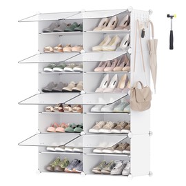 SONGMICS Shoe Rack Organizer, 8-Tier Shoe Storage Cabinet for Closet and Entryway, Holds 32 Pairs of Shoes, Adjustable, White ULPC034W01