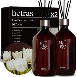 hetras Premium Reed Diffuser Set 16.9 fl.oz. 2 Pack | La Tulip Shower - Elegant Flowers Scent | Long-Lasting Luxury Fragrance with 10 Reed Sticks for Home & Office | Gifts for Loved One