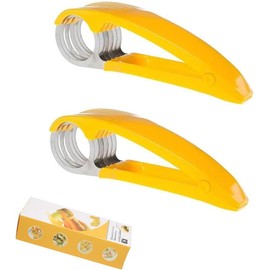 DINGlLIDINGHONG Banana Slicer Fruit and Vegetable Salad Peeler Cutter, 2 Pack, Yellow, Stainless Steel and Plastic