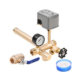 VEVOR 1" x 11" Well Pressure Tank Tee Kit, with 40/60PSI Switch, 8-Pieces Pure Brass Pressure Tank Installation Kit for Water Well, 1 in Gate Valve Included, Fit Most tanks with Diameter up to 16 in