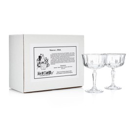 HISTORY COMPANY Newport “Social Season” Crystal Cocktail Coupe Glass 2-Piece Set (Gift Box Collection)