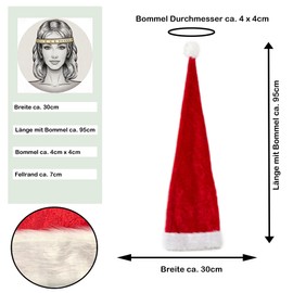 Set of 2 Approx. 100 cm Christmas Hat Santa Hat Plush Edge Red X59