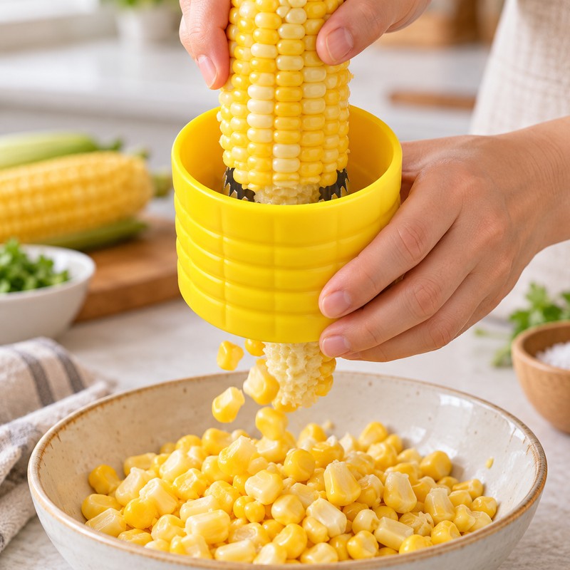 Corn Stripper for Easy Kernel Removal – Yellow Manual Cob